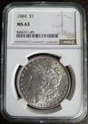 Morgan Silver Dollar 1884 $1 Silver MS63 NGC Philadelphia 8406721-001