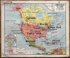 🌎 Ancienne carte scolaire Vidal-Lablache 319, 1960 - Amérique Nord, Etats-Unis