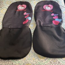Hello Kitty Car Seat Covers Set Of 2 Universal Front Seats Black Hearts