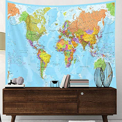 Map Tapestry, World Map Tapestries, Wall Art Hanging for Bedroom Living Room - Picture 3 of 7