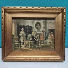 Vtg A Delicate Situation C.& A. Richards English England Art Print Gold Frame