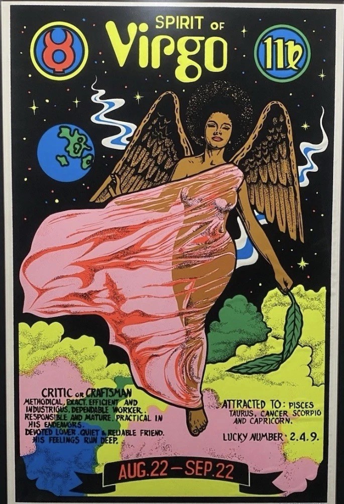 Classic blacklight “Spirit of Virgo” Zodiac Poster Funky