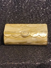 Vintage Stylecraft Miami Lucite Clutch with An Amber Swirl Marbled Finish 1950s