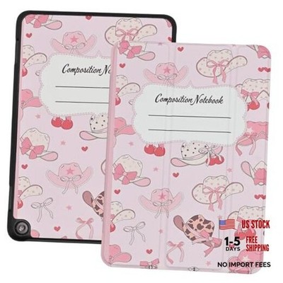Case for Amazon Kindle Fire HD 8 & 8 Plus Tablet Pink Bows Cowgirl Hat