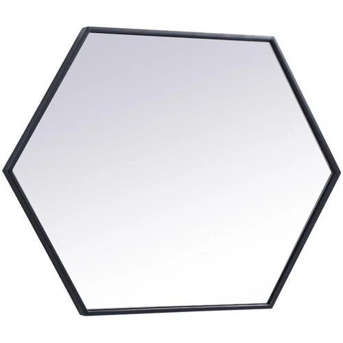 Elegant Decor Eternity 34" x 24" Hexagonal Metal Frame Mirror in Black - Picture 5 of 12