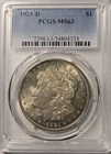 1921-D Morgan Silver Dollar PCGS MS-63