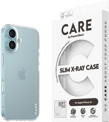 CARE PanzerGlass iPhone 16 Hülle Slim X-Ray No-Yilving Wireless Charging Clear