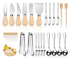 Charcuterie Board Accessories Wooden Cheese Spreader Knive Set, Wood Handle B...