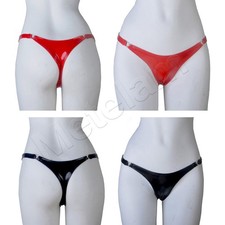 Women Shiny Wet Look PVC Leather Brief Thong Underwear Panties Lingerie Clubwear