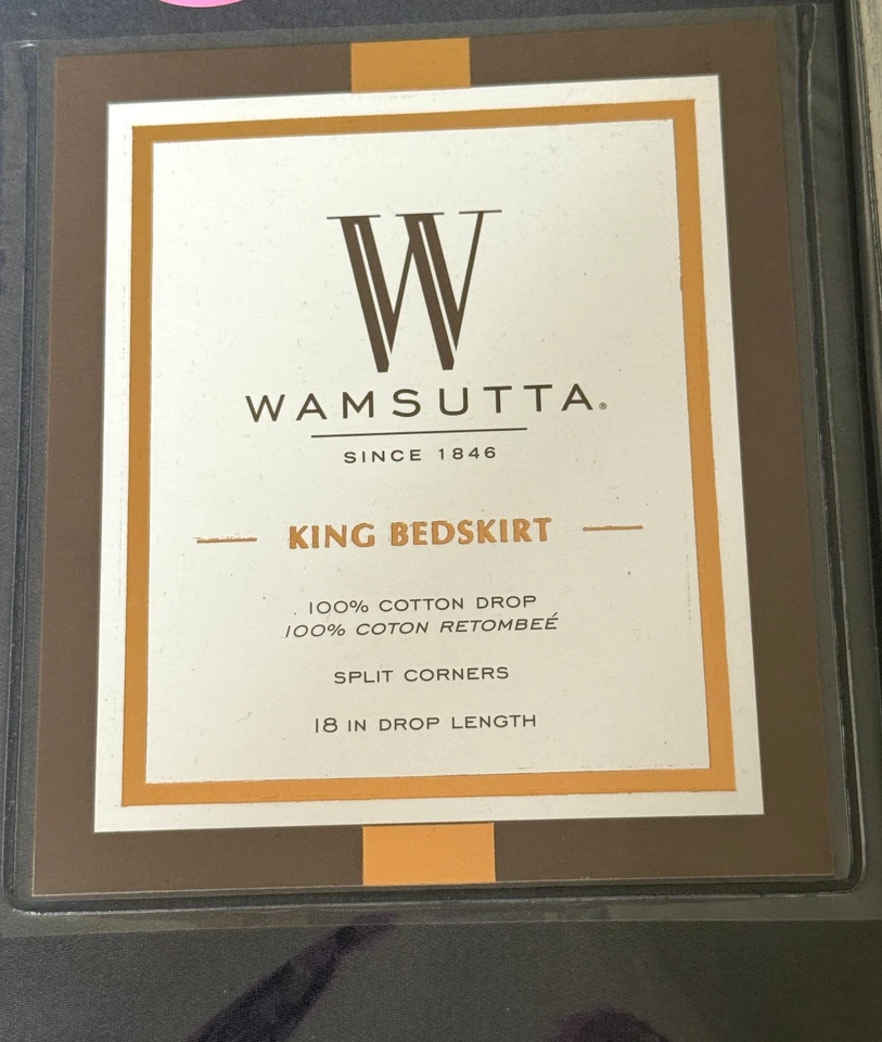 Falda de cama Wamsutta King azul Jean 18" esquinas divididas 400 TC cama baño más allá Foto 2 de 3