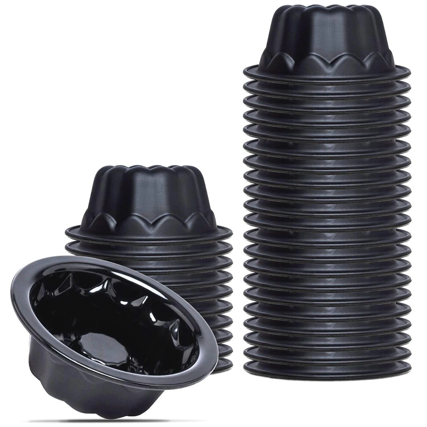 Findful 25-Pack Mini Cake Pans for Baking - 4 Inch Pan 4in, Black