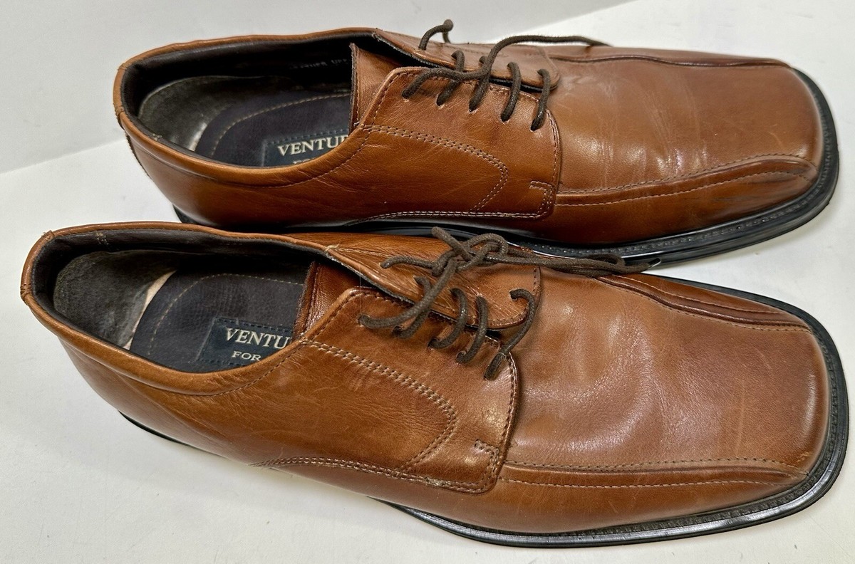 Men's VENTURINI leather Dress Shoes Size 10 Brown oxford