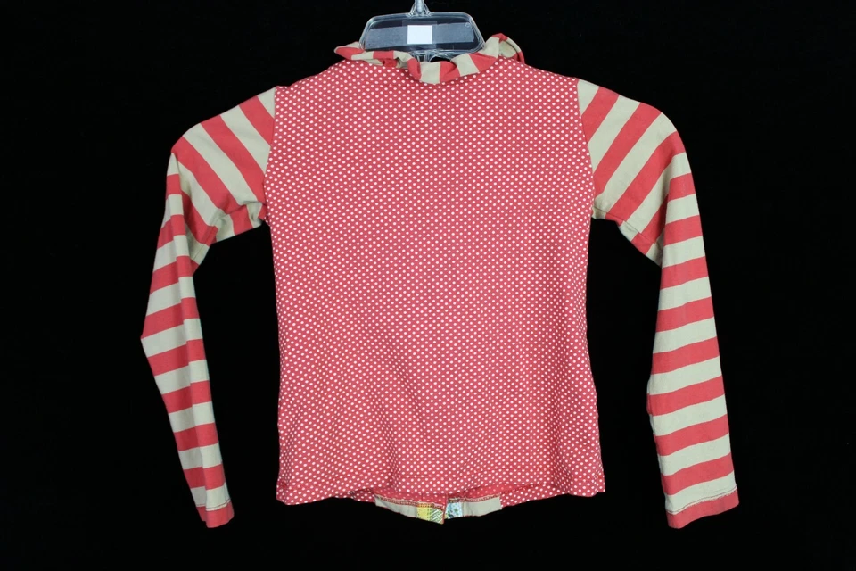 MUSTARD PIE TAN RED BUTTON DOWN POLKA DOT STRIPES GIRLS SIZE 7 - Image 3 of 4