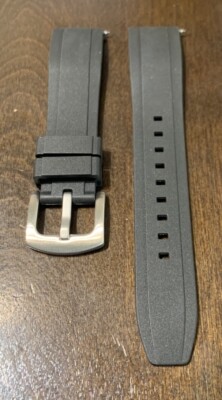 20mm Quick Release Premium Vulcanized Fkm Rubber  Black Watch Strap Steel Buckle