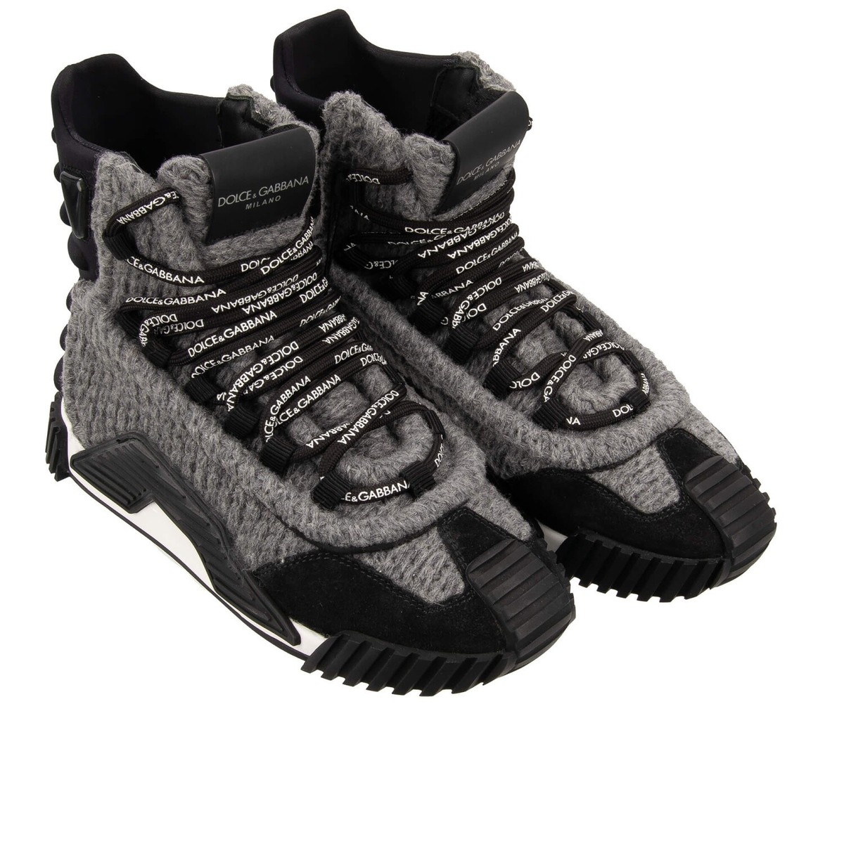 DOLCE & GABBANA DG Logo Wool High Top Boots Sneaker Shoes