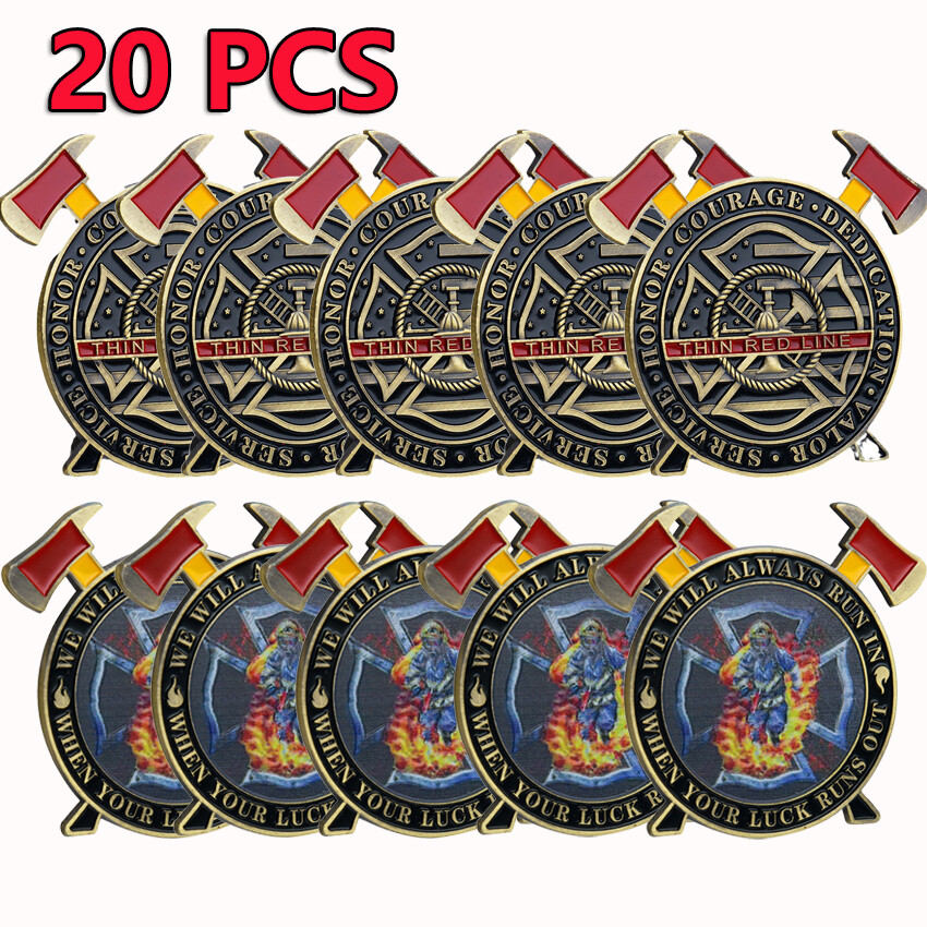 20PCS Firefighter Collection Challenge Coin Commemorative Fire Axe Shape Coin