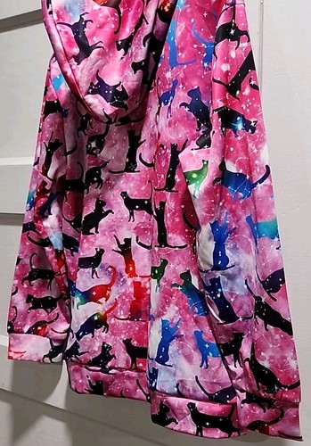 Girls Pull Over Hoodie Youth XL Pink With Cats Cat Lover - Picture 5 of 8