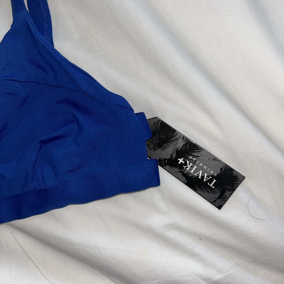Top de Bikini Tavik M Triángulo Bralette Traje de Baño Texturizado Camillia Sólido Nuevo con Etiquetas Azul Foto 2 de 3