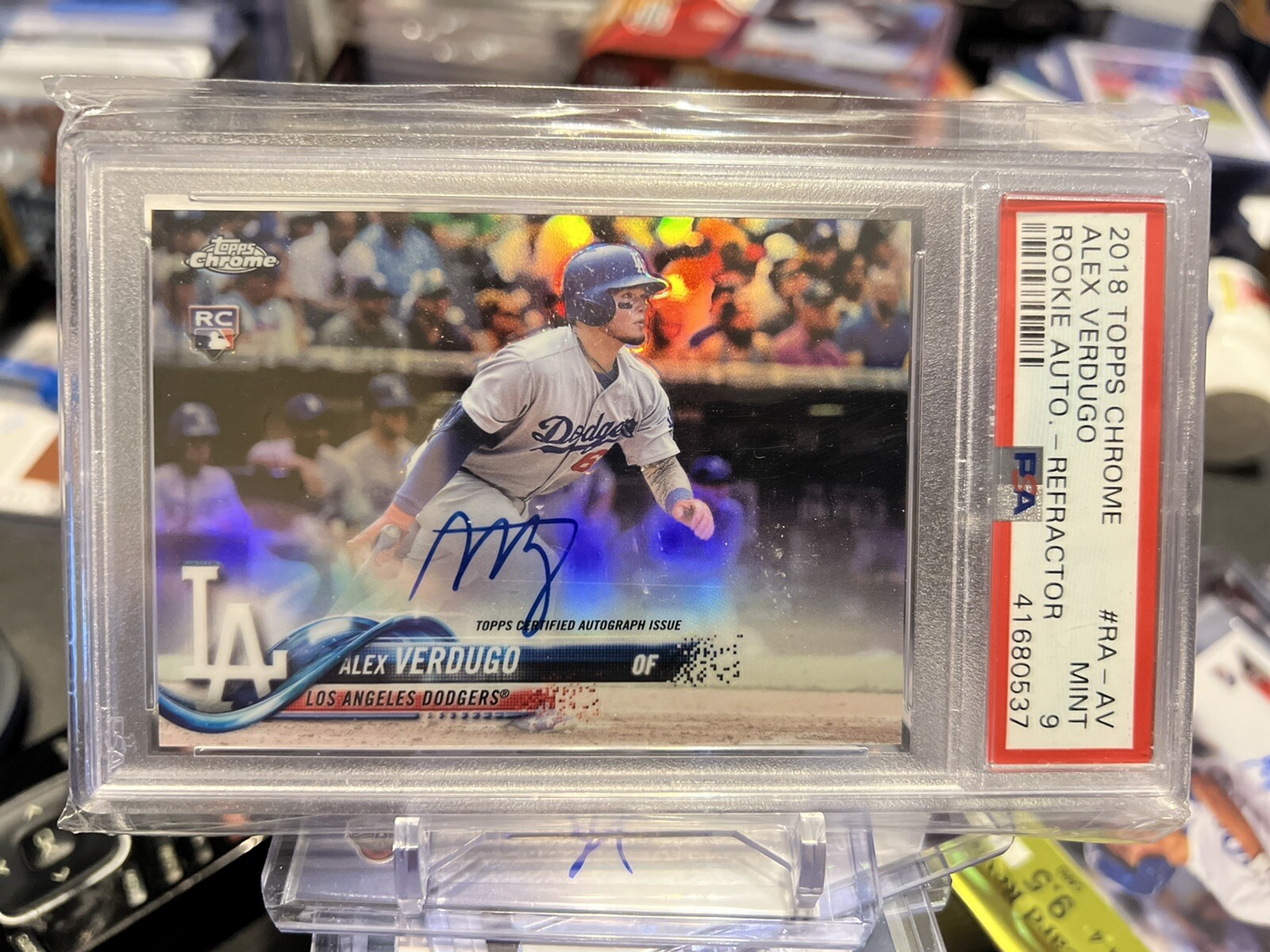 2018 Topps Chrome Alex Verdugo Refractor Rookie Auto #241/499 PSA 9 POP 23 RA-AV