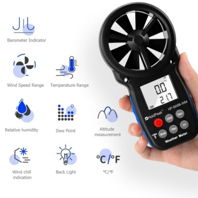 HoldPeaK 866B Series Handheld Digital Anemometer Wind Speed Gauge 0.3-30m/s Mete