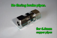 Set of 2 Brake Line Pipe Inline Connector Coupler no flare 6.0mm