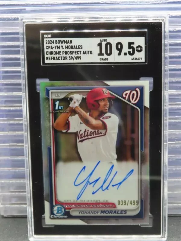 2024 Bowman Chrome Yohandy Morales 1st Prospect Refractor Auto 039/499 SGC 9.5