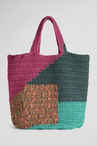 Missoni Glitter Colorblock Crochet Bag with Internal Zip Pocket – 41x42 cm