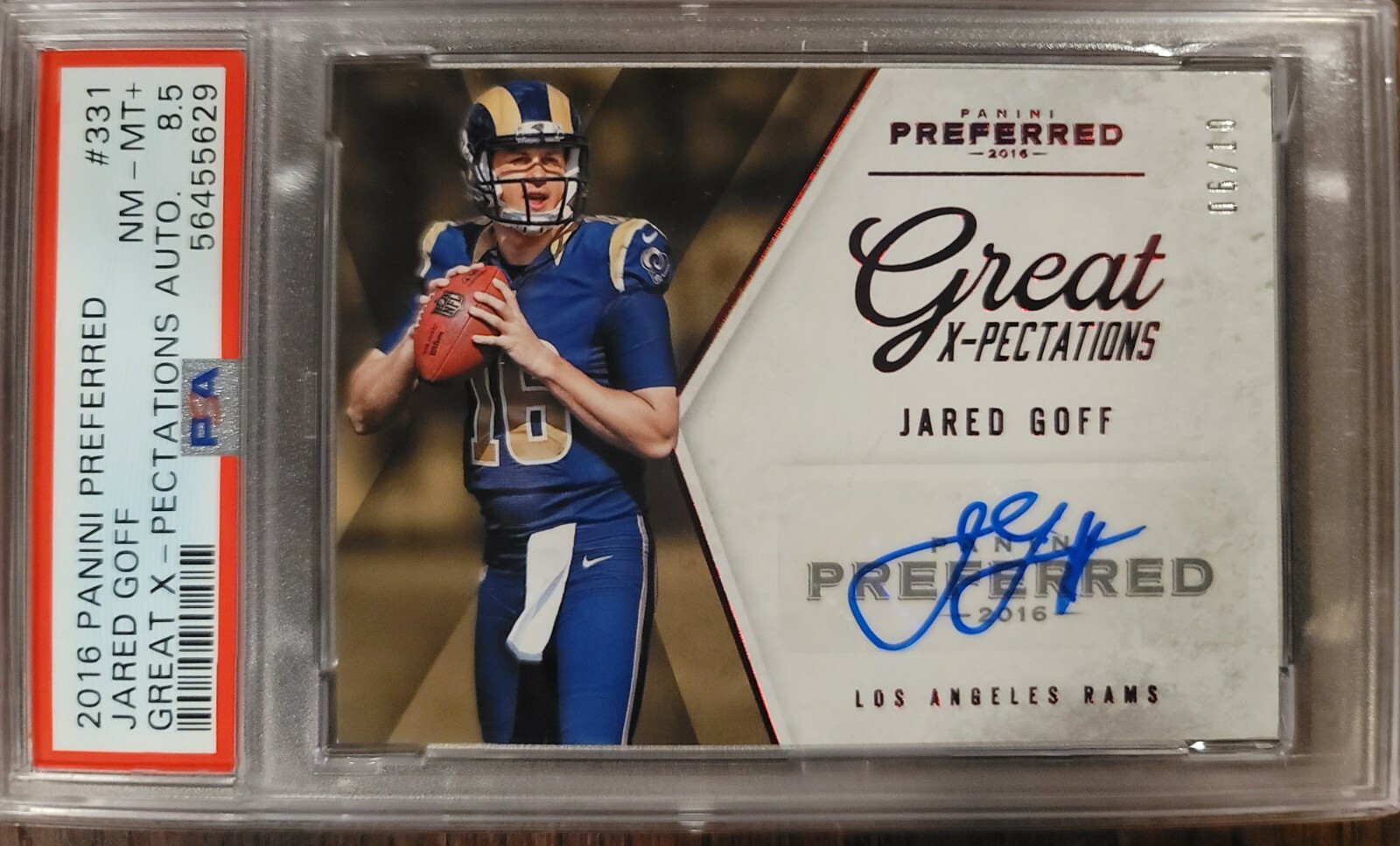 Jared Goff Panini Preferred #331 Great X-Pectations Autograph