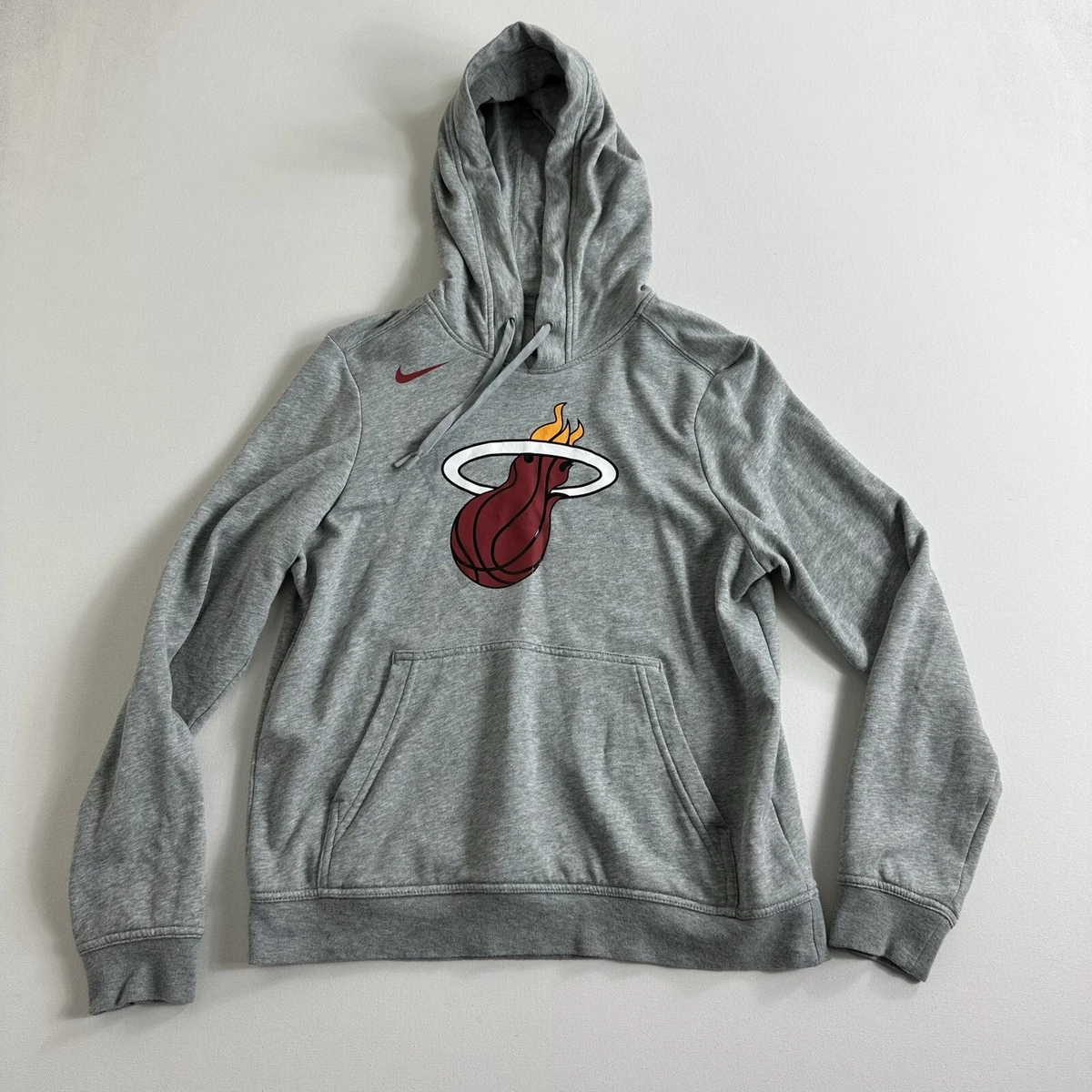 Nike Miami Heat Logo Club Size Small NBA Hoodie Pullover Gray Mens