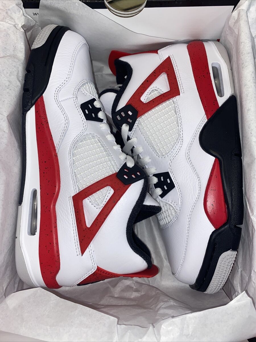 Nike Air Jordan 4 Red Cement Black White Shoes Mens Size 11 Nike Air Jordan 4 Red Cement Black White Shoes Mens Size 11