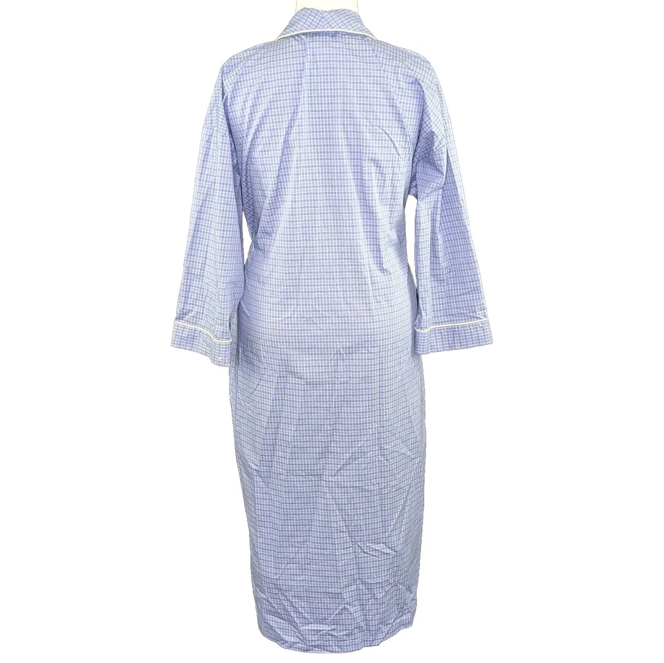 Bata de campo Victoria’s Secret talla M/L azul amarillo a cuadros algodón con cinturón largo Foto 3 de 4