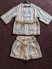 New Faherty Mykonos Surfrider Stripe Jacket And Short Set Size Small