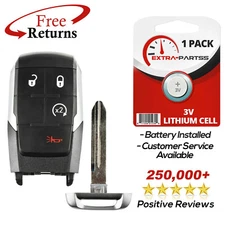 Remote Keyless Entry Fob Replacement Uncut Key Blade For Ram 4b RS (GQ4-76T)