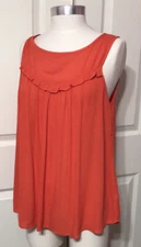 a.n.a Womens Orange Gauzy Sleeveless Blouse Top S 