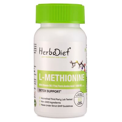 L-Methionine Capsules w/- Vitamin B6 Essential Amino Acids Detox Vegan Friendly