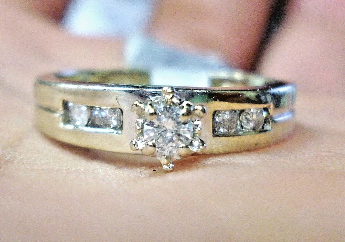 14K SOLID White GOLD RING DIAMOND ENGAGEMENT RING BAND size 6.5