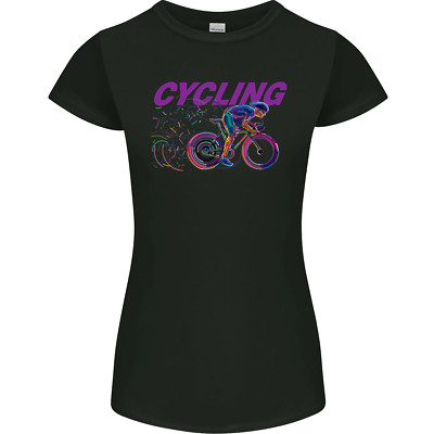 Funky Cycling Cyclist Bicycle Bike Cycle Womens Petite Cut Maglietta