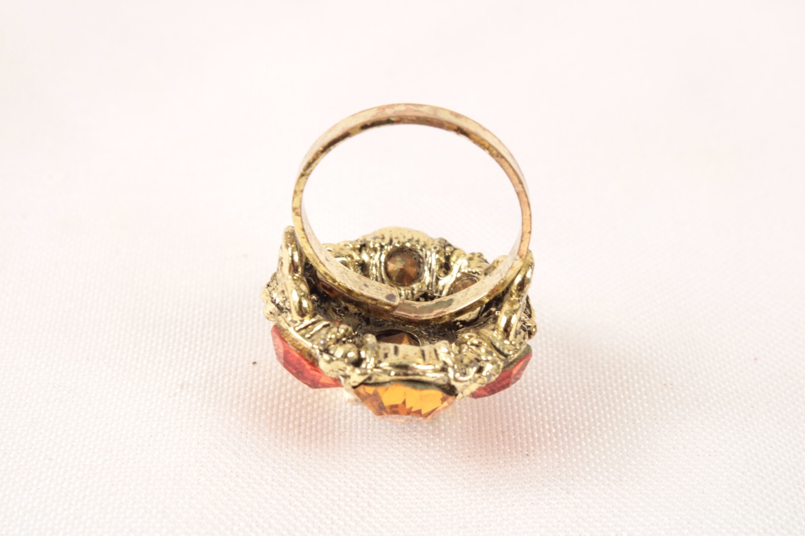 Large Statement Rhinestone Adjustable Ring Yellow… - image 4