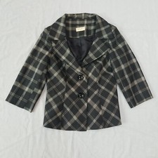 Kaliko Blazer Jacket Virgin Wool Check Black White Lined Buttons Smart Uk 12