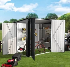3'x7'/ 4'x8'Ft Storage Shed Horizontal Bike Sheds Metal Outdoor Storage Cabinet