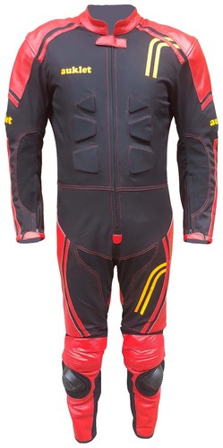 TUTA DA MOTO PELLE E TESSUTO COMPLETA DI PROTEZIONI CE INTERA CON GOBBA  AUKLET | eBay