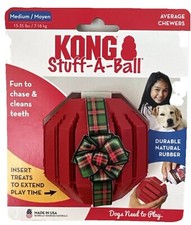 KONG Stuff-A-Ball Durable Natural Rubber Fill w/Treats/PB/Pastes - Medium - NEW