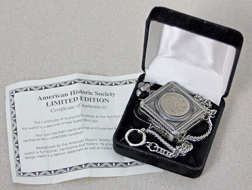 Smithsonian Institution Buffalo Nickel Pocket Watch - Silver