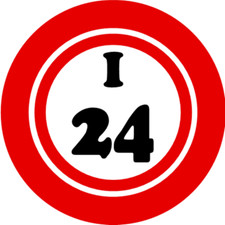 I 24 I24 Bingo Ball - 3 Inch Circle Sticker 3" x 3" - Hobby Number Board Lucky