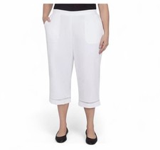 Alfred Dunner Pants Sz 22W Elastic Waist Cropped Lattice Detail Pockets Cruise