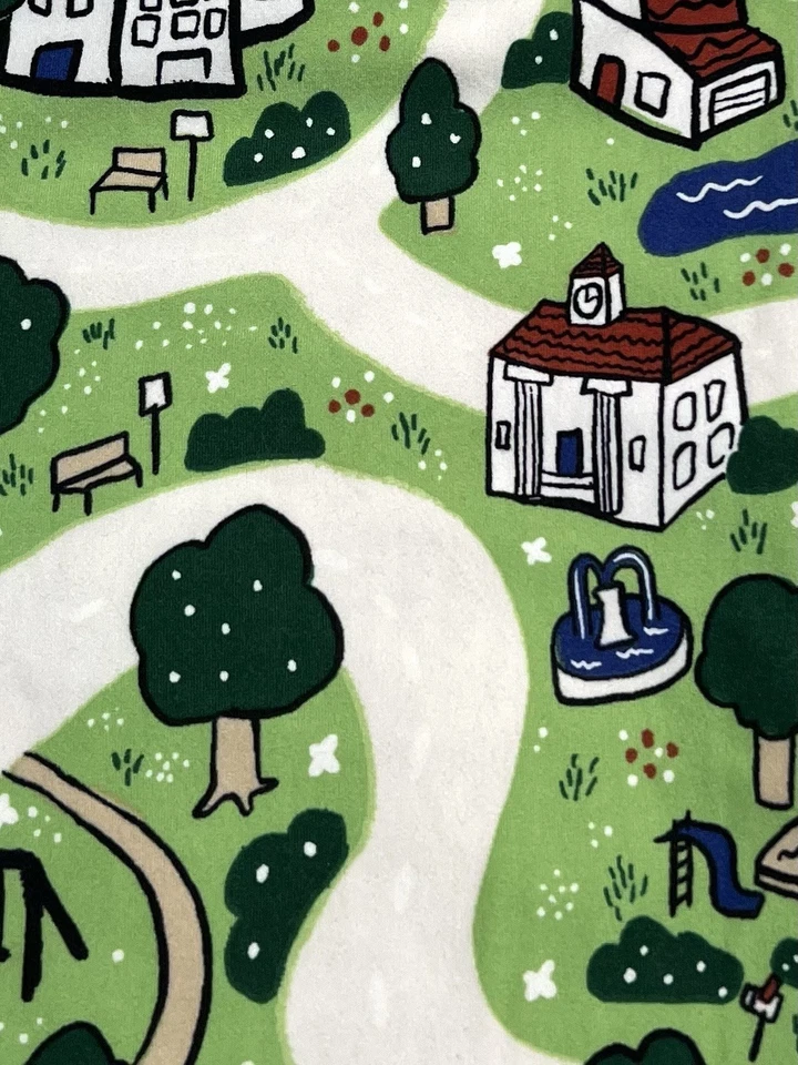 Leggings Lularoe TC2 Alto Curvilíneo 2 Unicornio VERDE Village Fun City Park TREE Town Foto 2 de 4