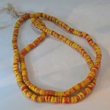 Antique African Trade Beads 33" Strand Prosser Tile Glass Czech French Yellow