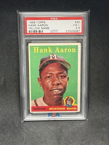 1958 Topps Set-Break # 30 Hank Aaron Yellow Name PSA 3.5 VG+
