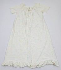 Vtg 60s 70s Ivory Yellow Floral Peignoir Robe Gown Ruffle USA MADE