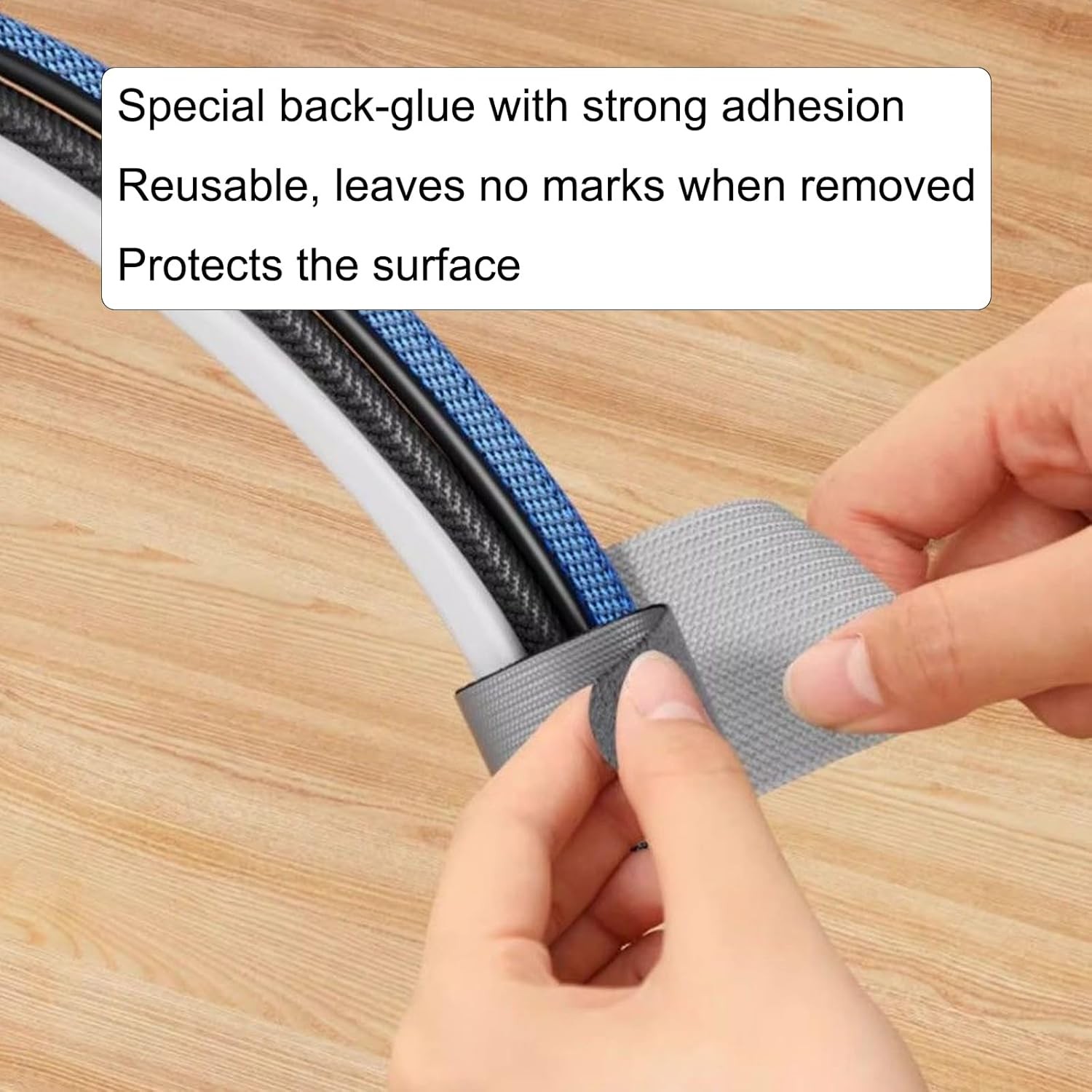 Strong Hold Self-Adhesive Cable Management Under Desk - 40 40Pcs-Grey, Grey 